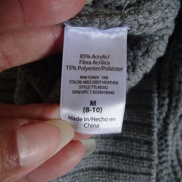 Time and Tru Grey Sweater Women Size M 8-10 Boat Neck Long Sleeve Button Accent - Picture 6 of 11